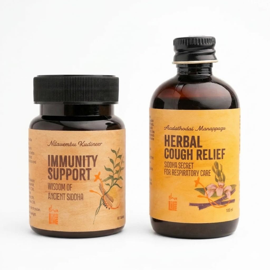 Isha Life Immunity Support Cough Syrup (Adathodai Manapagu) (Pack of 2) | Nilavembu Kudineer Tablets (Pack of 2) | manage seasonal fevers-image-35