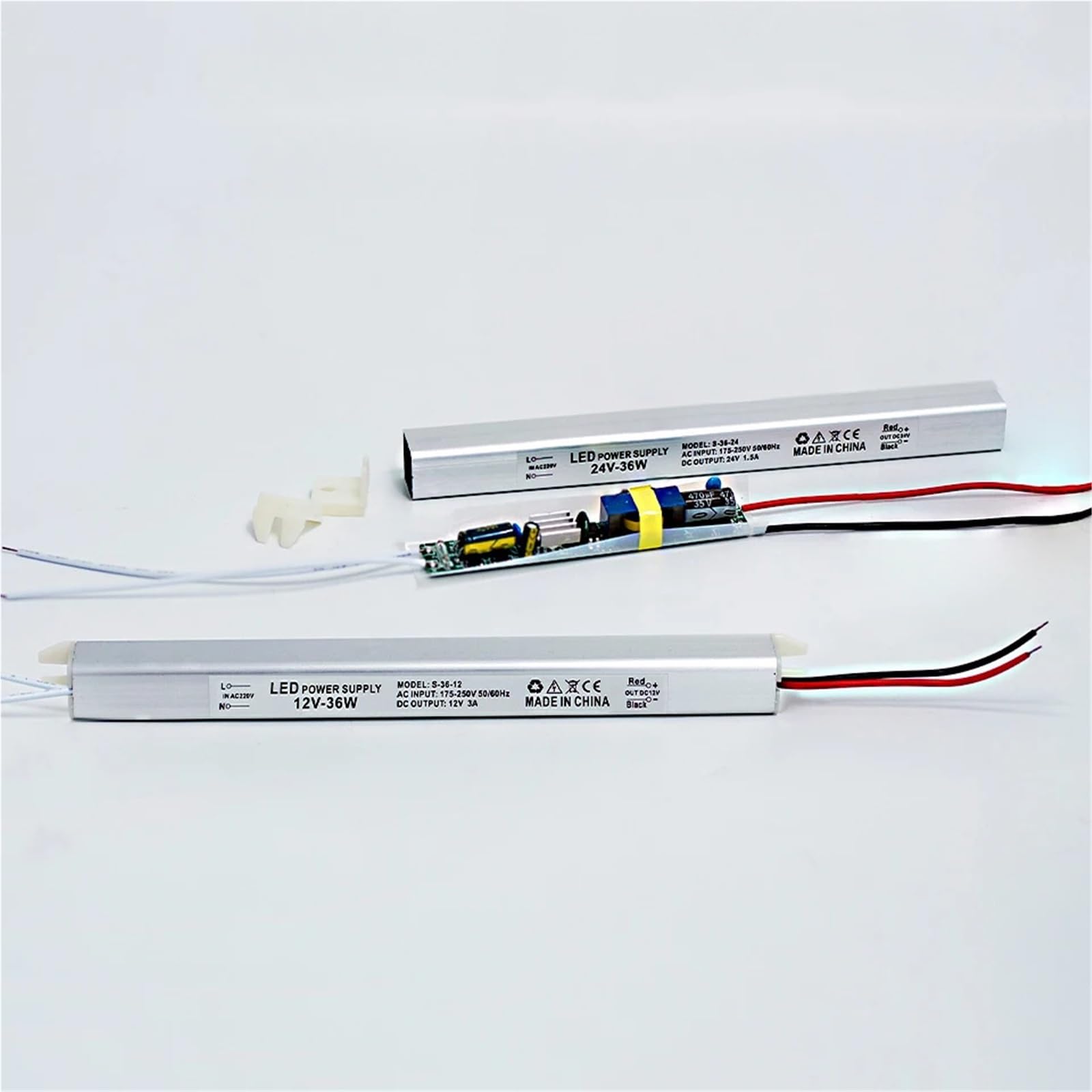 Sterownik LED Zasilacz wyjściowy DC12V 24V 36W Wejście AC175V-250V Aluminiowy transformator oświetleniowy (12V-36W-1 sztuka)
