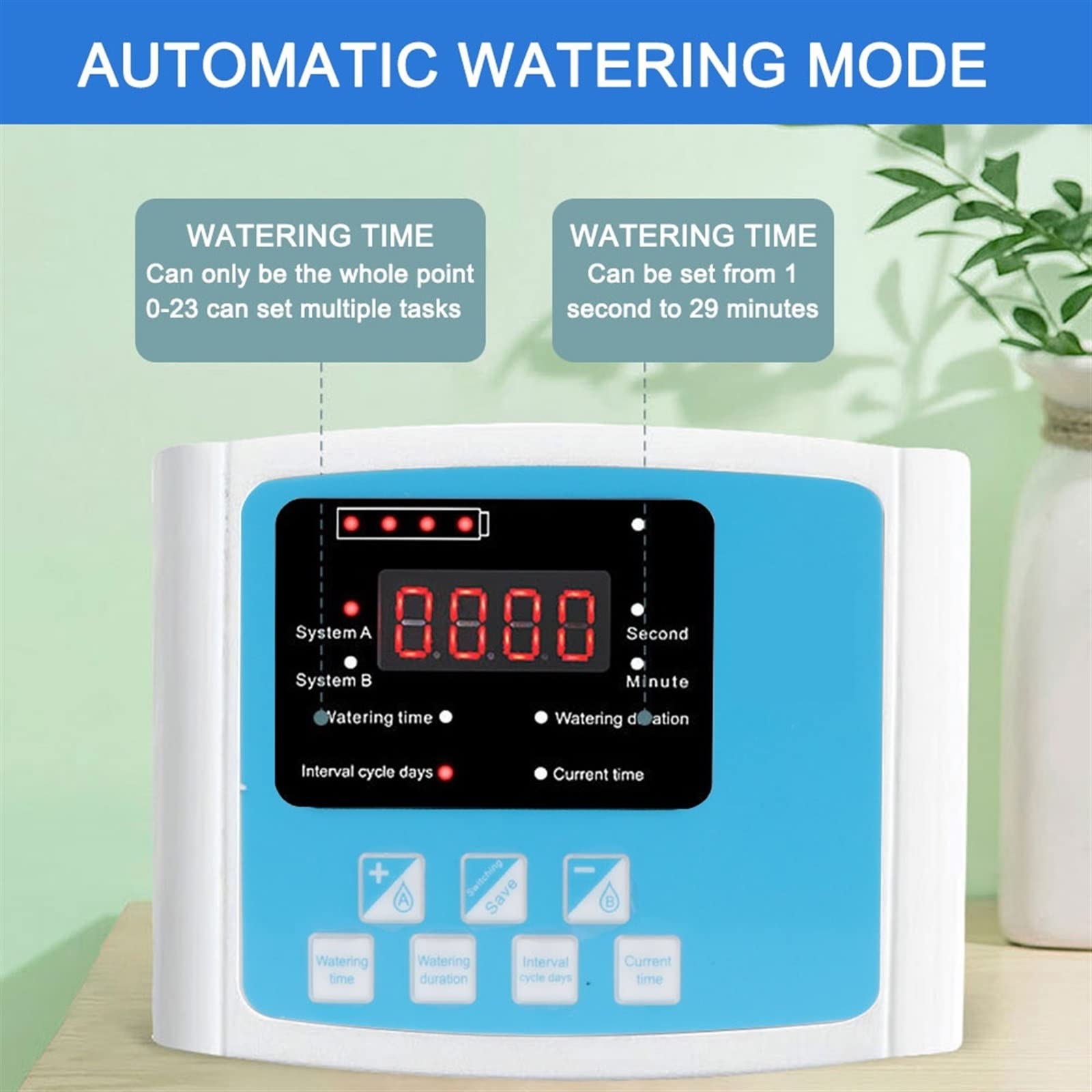 Kit di irrigazione a goccia automatica Timer dell'acqua Dispositivo di annaffiatura automatico Kit di autoacqua di autoaterinario di irrigazione a goccia solare Doppia pompa per Piante in Vaso da Este