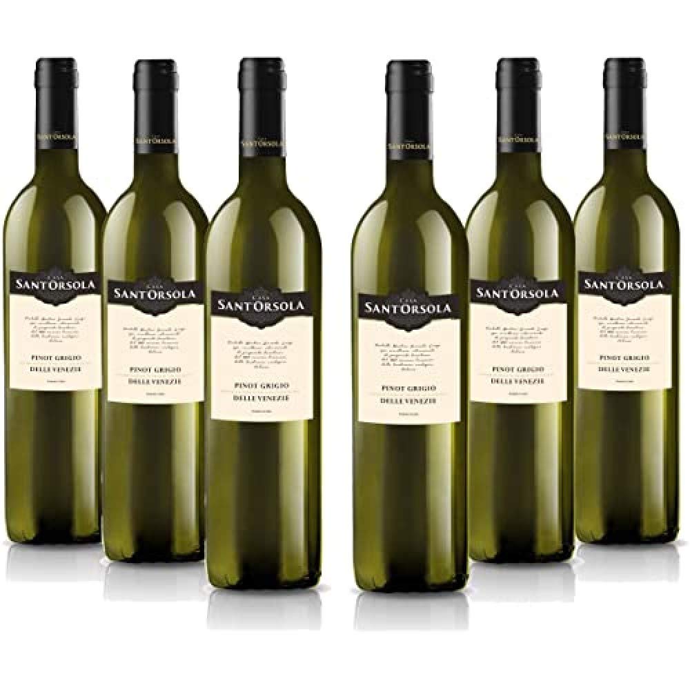 Casa Sant'Orsola - Vino Pinot Grigio D.O.C. delle Venezie 12%, da Uva Pinot Italiana, Gusto Secco e Fruttato, 6x750 ml 750 ml (Pack of 6) Pinot Grigio DOC