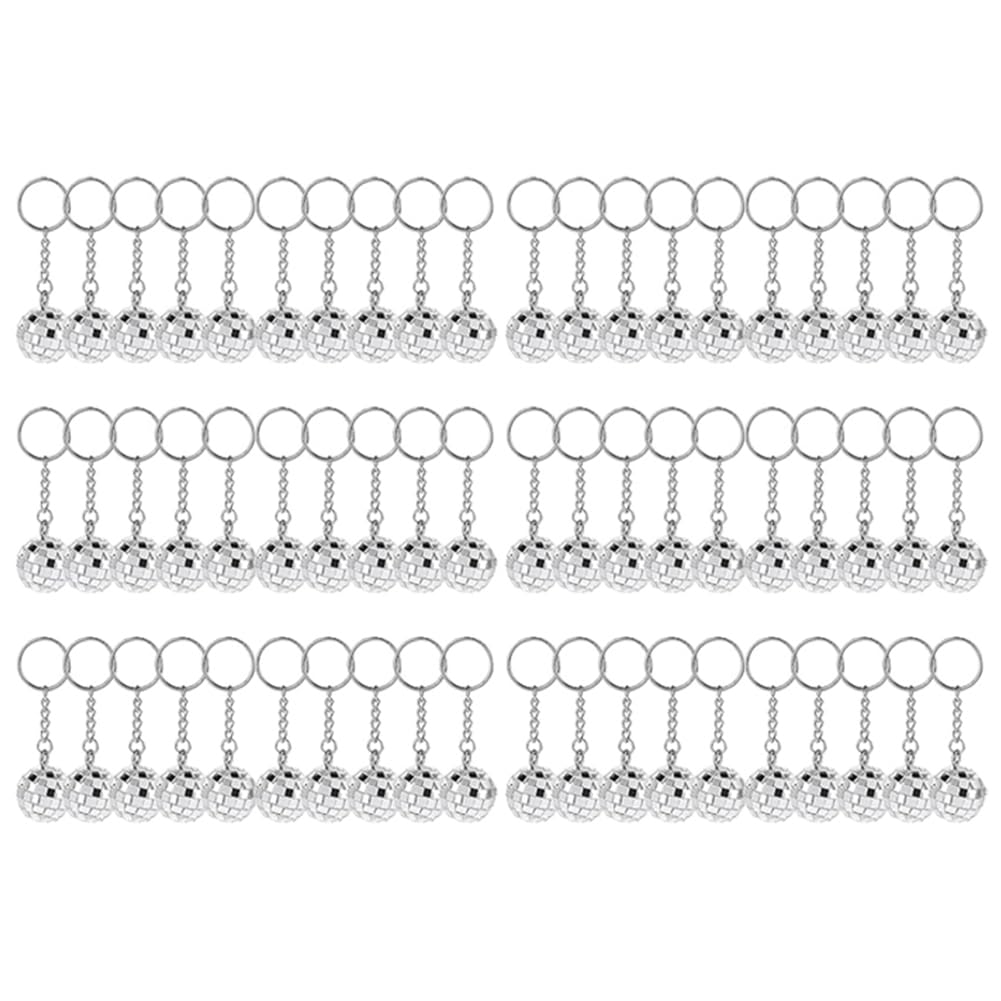 PAPAPI 60 stuks Mini Disco Ball Sleutelhanger 70s Disco Party Favors