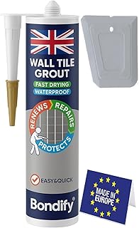 Wasserfest Fugenmörtel Grau Kartusche für Wand & Boden, 450g SCHNELLTROCKNEND Fliesen Fugenreparatur Set Grau, Fugenmasse, Fugen Reparatur, Fliesenfugen Ausbessern für Küche & Bad