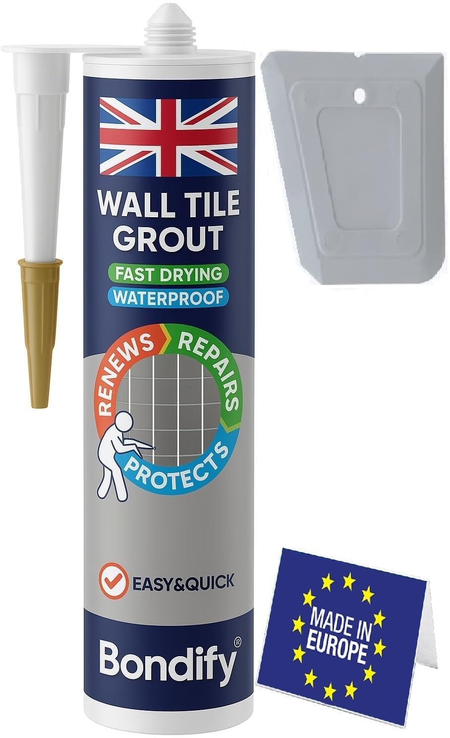 Waterproof Wall Tile Grout Gray Cartridge Ready Mixed 16oz / 450g Fast Drying Floor & Wall Grout Repair Kit Grey, Grout Reviver for Shower Bathroom Kitchen Quick Drying Tile Gap Filler Grey