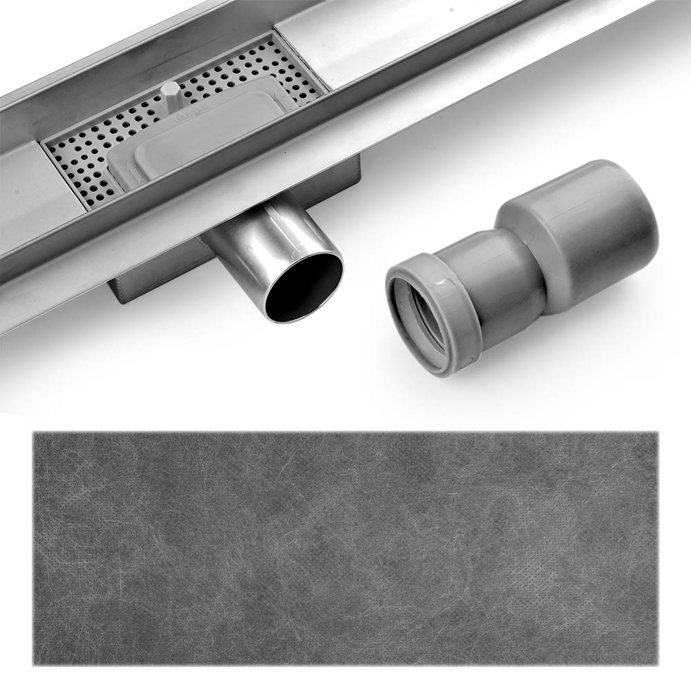 SIENOC Caniveau pour Douche,80cm,Caniveau de Douche en Acier Inox Siphon Sol d'évacuation à Carreler pour Salle de Bain,avec appareil désodorisant et filtre à cheveux | Bonde de vidange en acier inoxydable carrelée, bonde de douche, très plat, kit complet