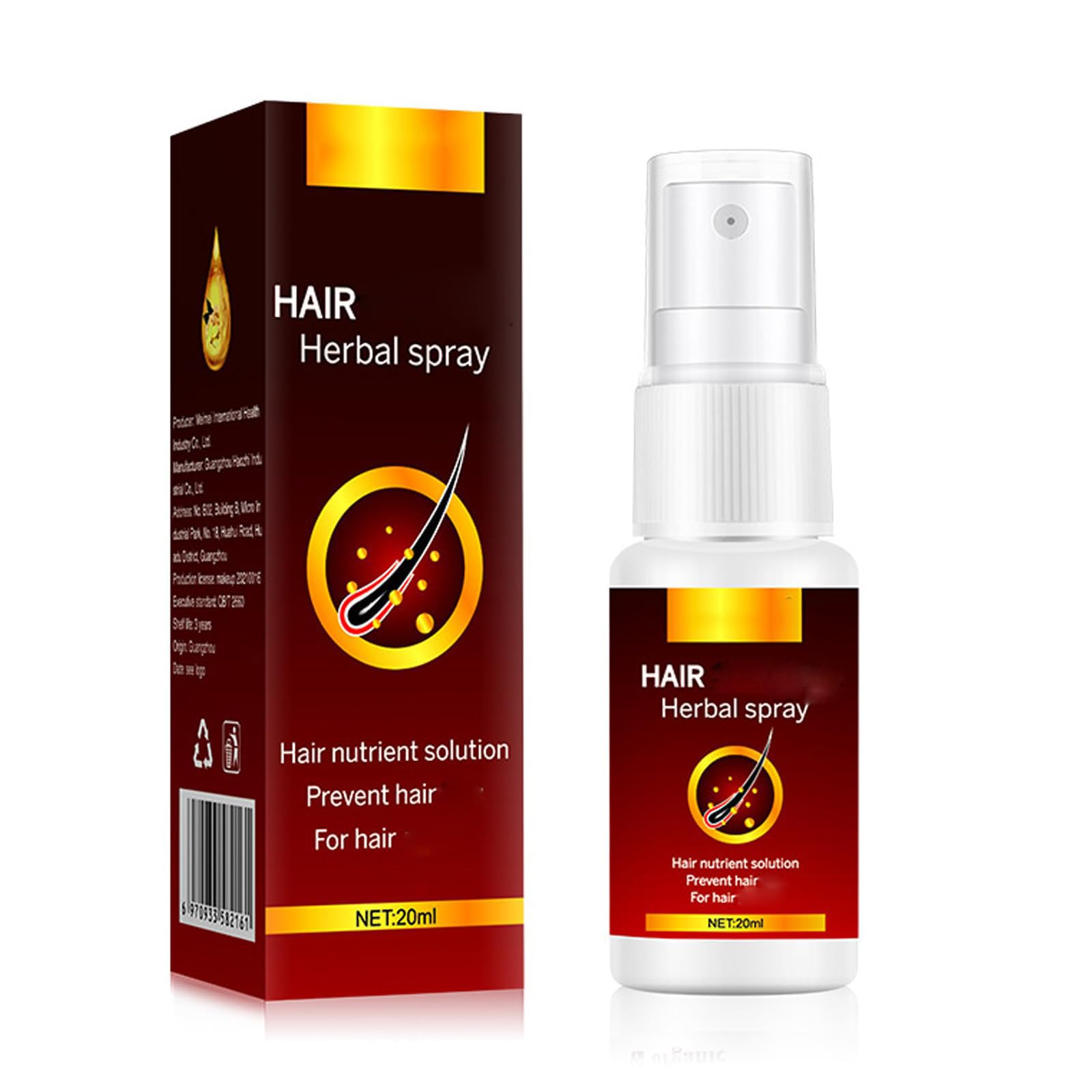 AzoneeGinger Hair Growth Spray, Herbal Hair Growth Serum for Thinning & Damaged Hair, Hair Strengthening & Repair Spray for All Hair Types (20ml)