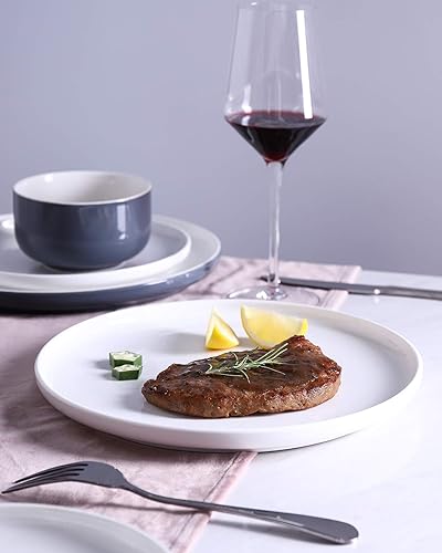 Miniatura 5 de Kanwone Plato de porcelana  10.0 in, blanco, apto para microondas y lavavajillas