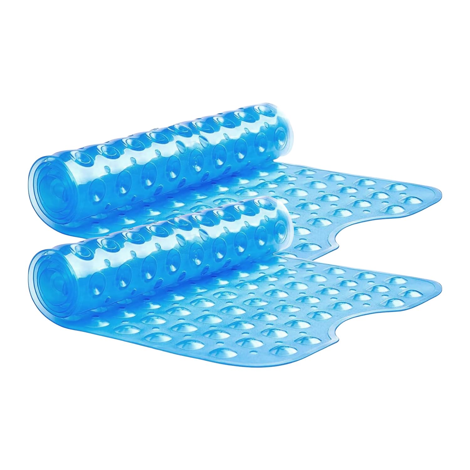 Yorkshire Bedding Shower Bath Mat Non Slip 2 Pack - 100x40cm Extra Long Bathtub Mat with 200 Strong Suction Cups Grip and Drain Holes - Soft Bathroom Mats Machine Washable (Blue) โ image 1
