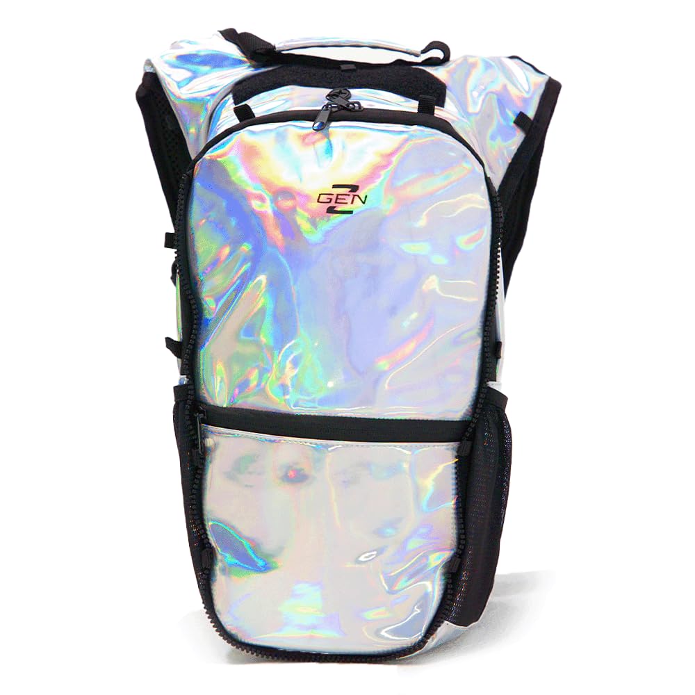 RAVERUNNER® Holographic Anti-Theft Hydration Pack | Cute Hydration Backpack for Raves & Festivals | Rave Pack, Hydration Pack Rave, Rave Bags for Women, Holographic Camel Back