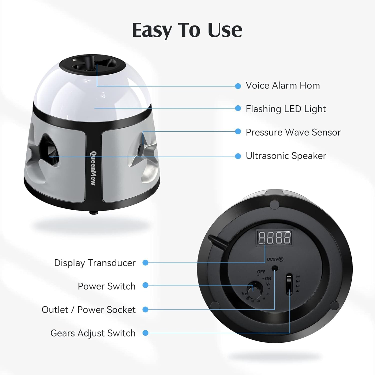 Professionnel Ultrasons Souris à Ultrasons et Rats 360 °, Appareil Répulsif Ultrasons Anti Rongeur Les et la Rats, Souris, Campagnols et Loirs