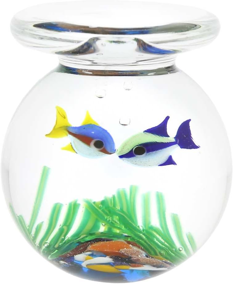Glass Of Venice Murano Glass Aquarium Jar with Two Tropical Fish