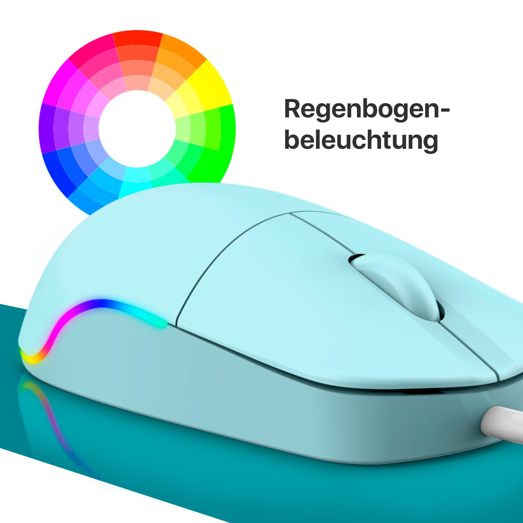 Defender Azora MB-241 Kabelgebundene Maus, 1200 DPI Optische USB Maus mit Regenbogen LED Beleuchtung, Symmetrische Full-Size Büro Maus für PC Laptop, Plug & Play (Blau) - 3