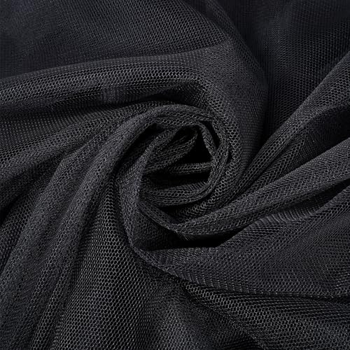 Tissu en maille noire de 154,9 cm x 4 m, tissu en tulle transparent pour robe de mariée, robe de mariée, corset, base de bal, costume de danse, décorations...