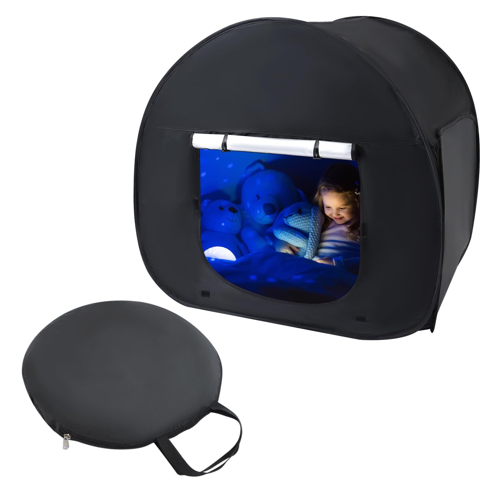 Trafagala Pop Up Sensory Tent Calm Black Out Tent Sensory for Kids To Play and Relax Den | Helps With Autism, Spd, Anxiety & Improve Focus | Black Out Sensory Tents For Autistic Children 110 Cm