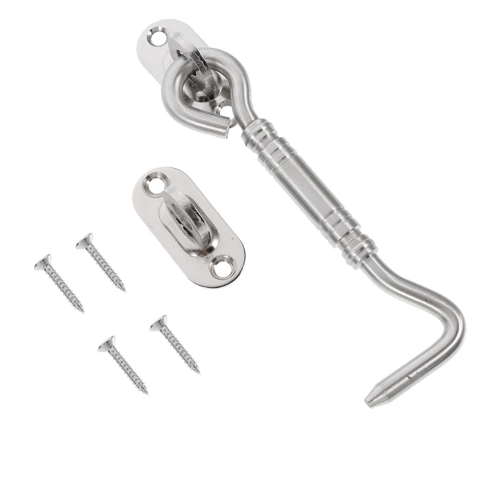 Zerodeko Heavy Duty Stainless Steel Sliding Barn Door Lock Latch Hook for Garage Gate Shed Doors Silver Security Lock Suitable for Partition