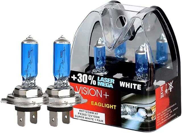 Headlight Bulb H7 2-Pack 12V 100W Super Bright Headlamp +30% Light Source More Brightness High Beam Low Beam and Fog Replacement Bulb