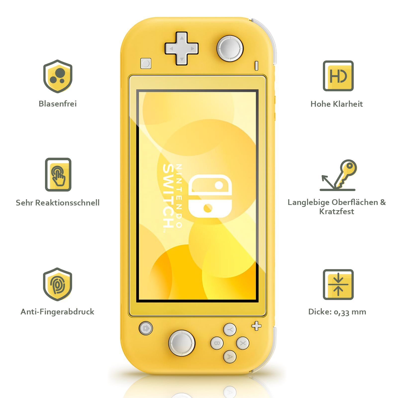 2 Pièces Verre Trempé pour Nintendo Switch Lite modèle 2019, Film de Vitre Protection d’Écran en verre trempé, Sans Bulles Ultra Résistant HD Transparent Dureté 9H Glass Anti Rayure