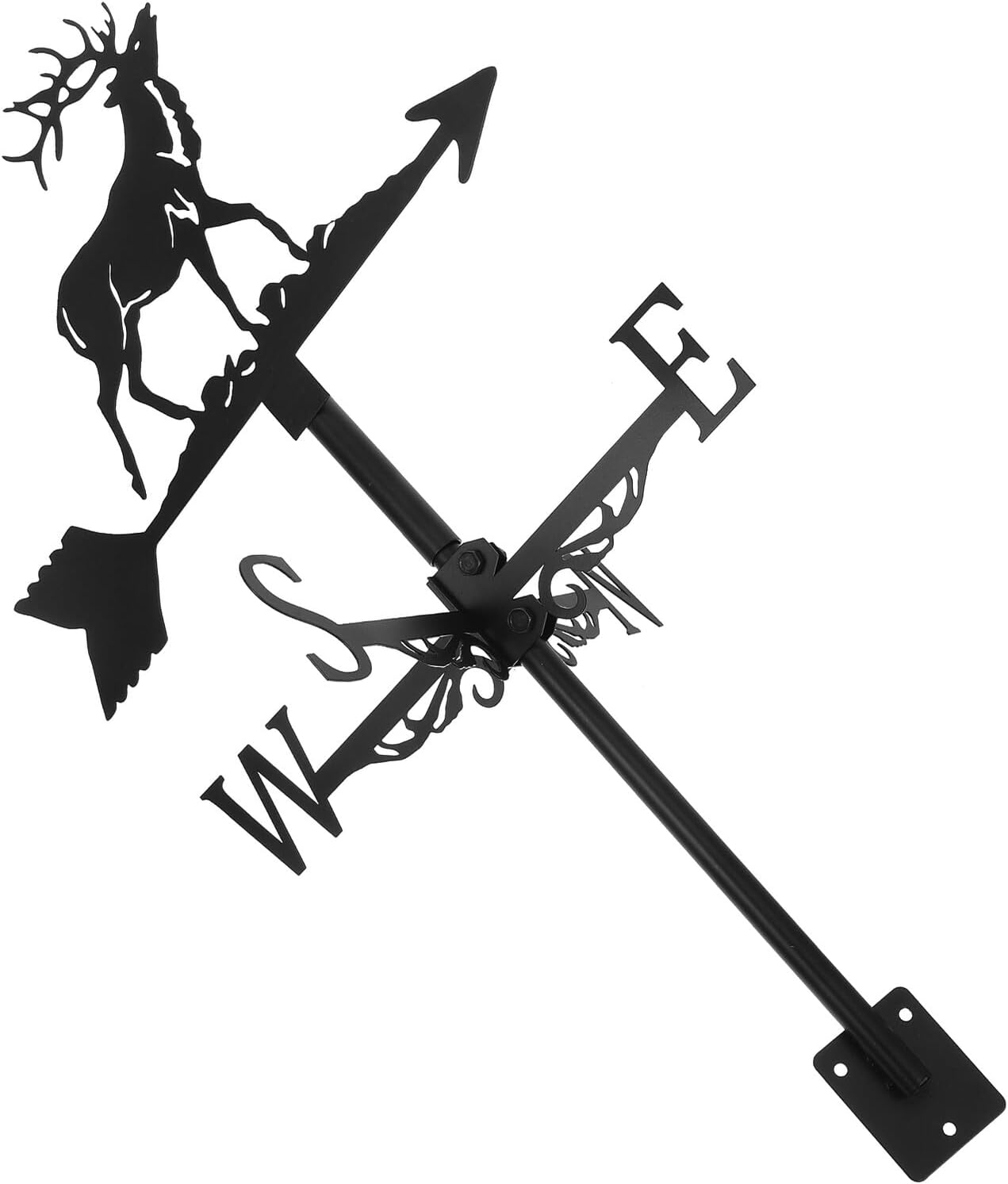Housoutil Iron Art Elk Weathervane Metal Wind Direction Indicator Farmhouse Outdoor Roof Garden Decor Stainless Steel Weather Vane for Patio Yard