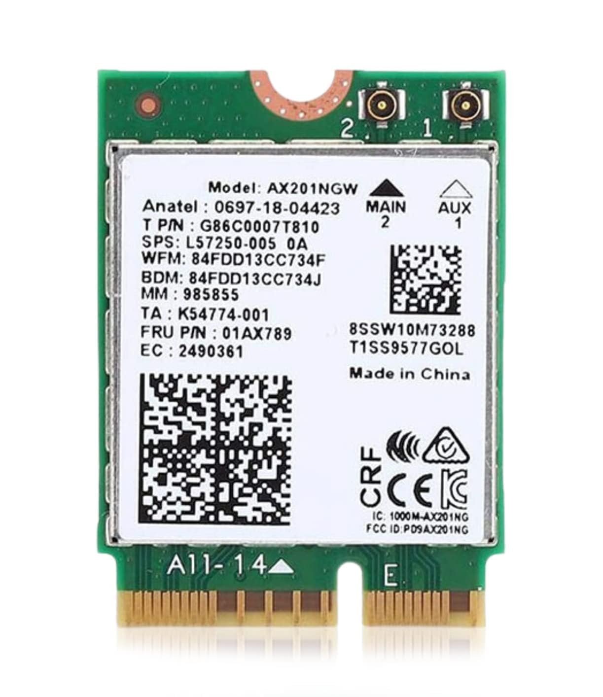 AX201 WiFi 6 Card | Dual Band Wi-Fi | 2.4 Gbps | CNVio2 M.2 Wifi Card for PC | Supports Bluetooth 5.2 | Requires Intel 10th+ Gen CPU with Windows 10+ or Linux | AX201NGW