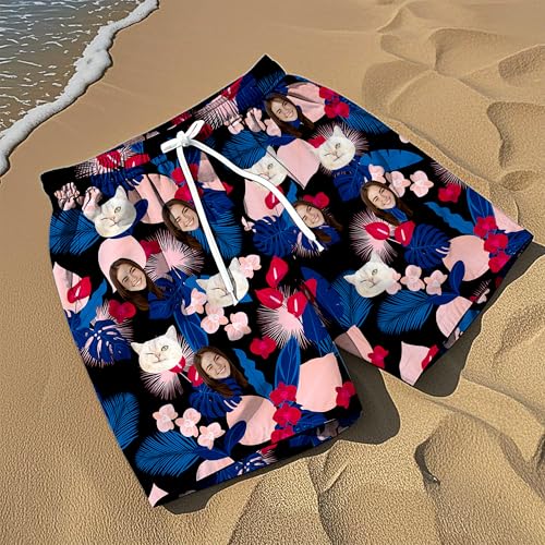 Custom Mens Swim Trunks Personalized Swim Shorts with Women Face Customized Photo Beach Board Shorts Gift for Men4