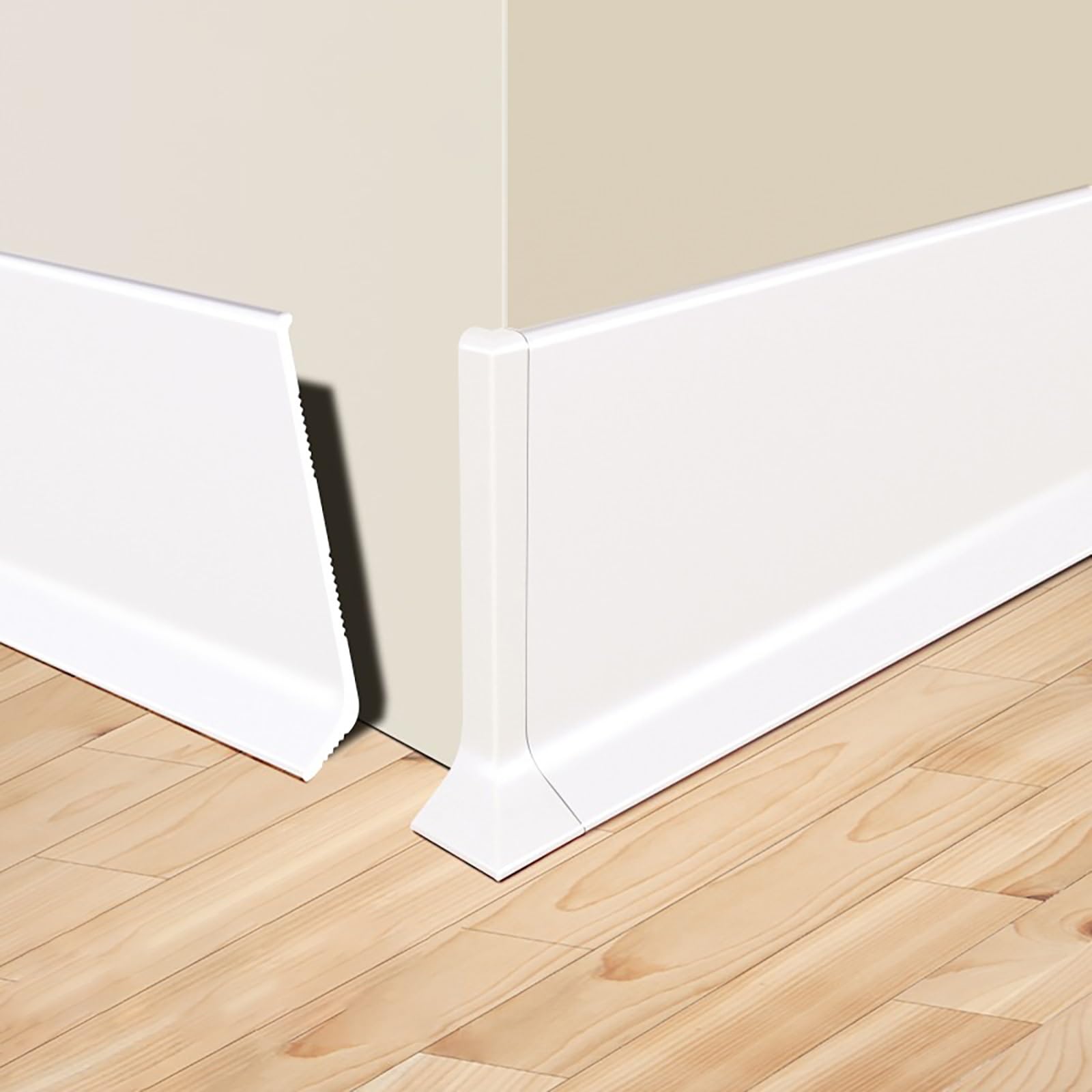 Zócalo para Piso 125 Cm* 2 Piezas Borde Y Moldura para Pisos Laminados Acabado Pared Y Piso Fácil Instalación Ideal para Decoración del Hogar Y Oficina(White,Height:40mm)