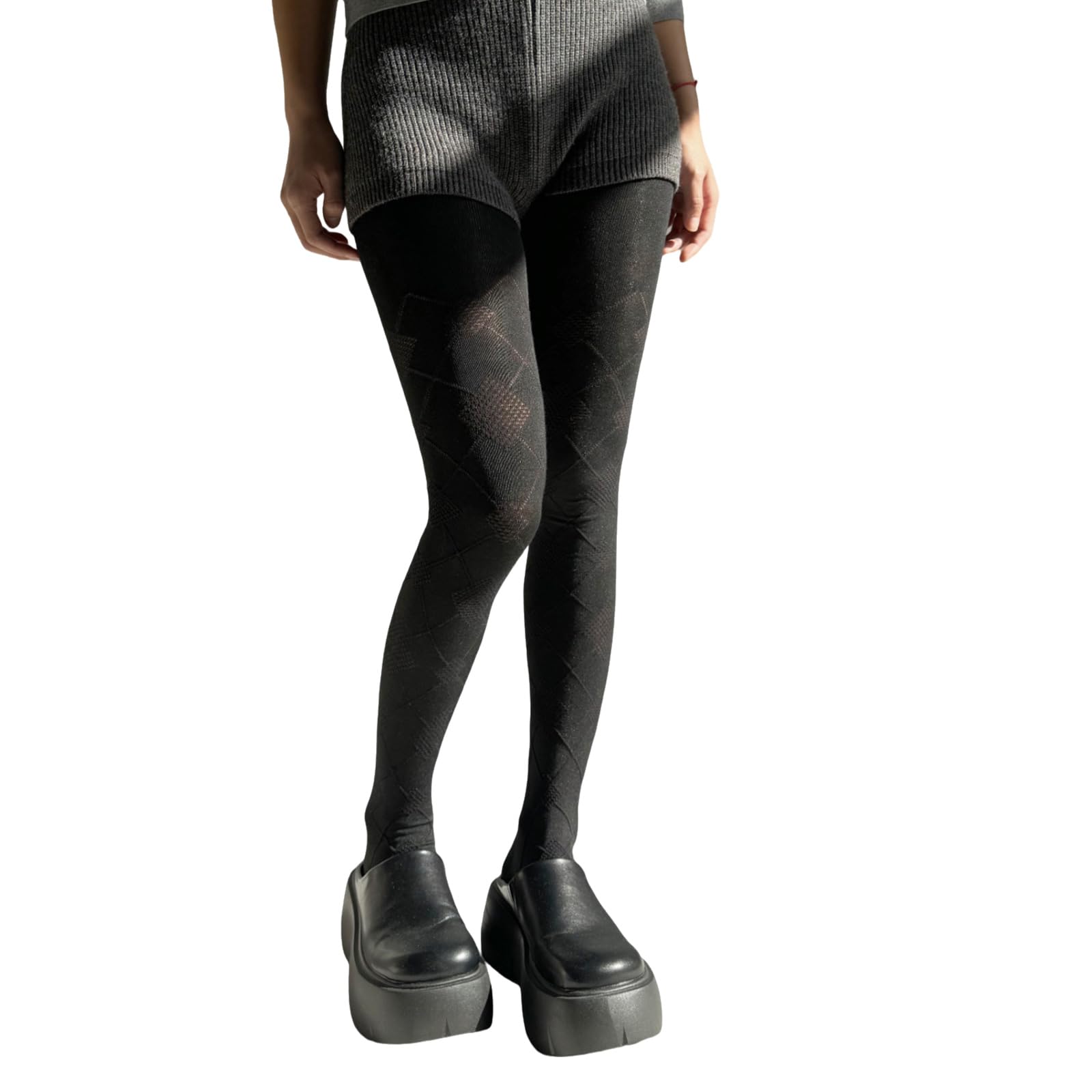 Maxtonser Vintage Argyle Pattern Cotton Tights for Women Breathable Leggings Winter Fall Color Opaque Pantyhose Stockings