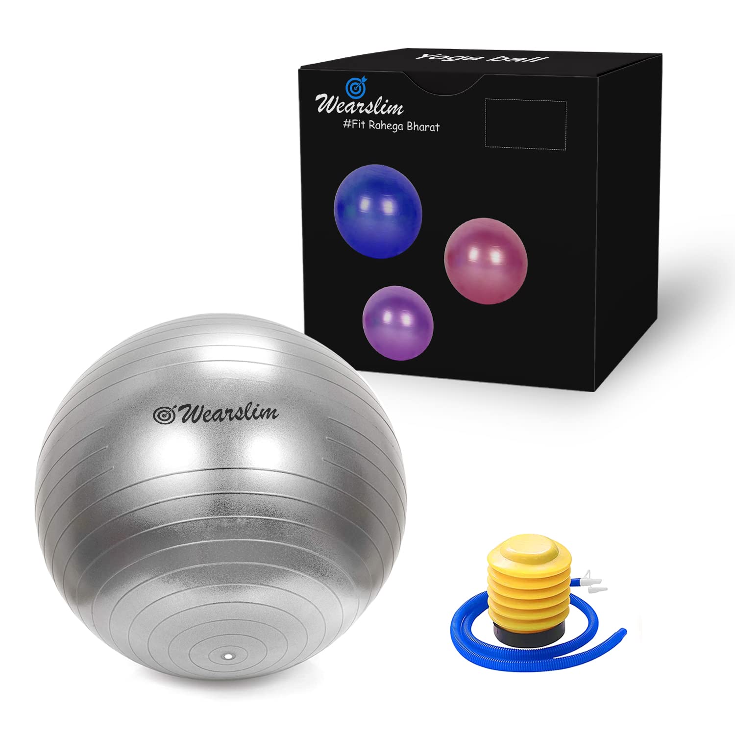 Wearslim® Professional Anti-Slip PVC Yoga Exercise Ball, Heavy Duty Gym Ball for Balance, Stretching, Core Fitness, Pregnancy and Physical Therapy[Air Pump Included] - 75cm Silver (B09W2NMT35) Amazon Price History, Amazon Price Tracker