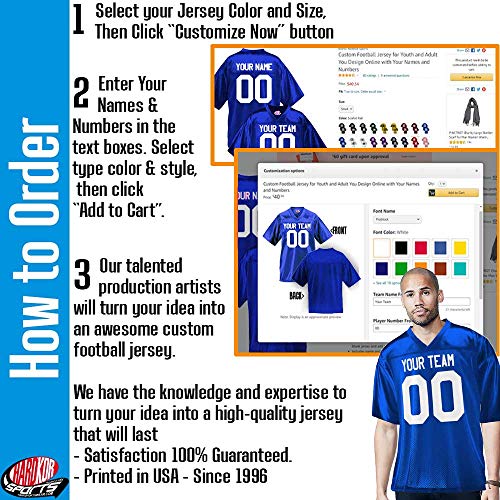 Custom Football Jersey for Men You Design Online in Adult 3X-Large in Royal Blue