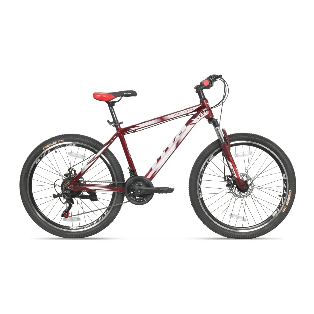 Viva ALMA 29T Multispeed Alloy 21-Speed MTB Mountain Cycle for Adults with Shimano Gear & Dual Disc Brakes (Maroon)-image-45