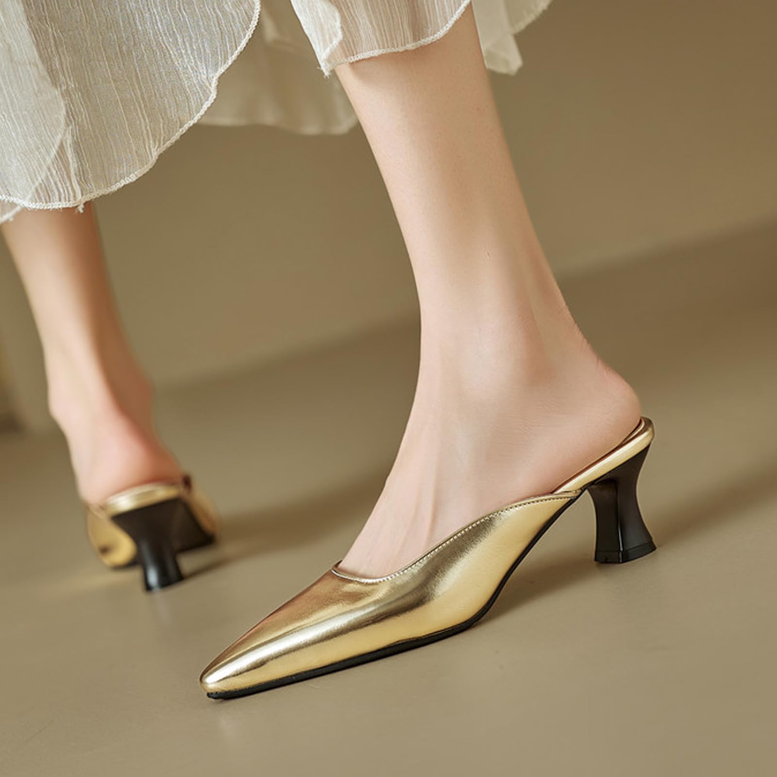 Scarpe Casual Donna Sabot Punta Stretta Tacco Décolleté | Perfetto Per Uso Quotidiano Appuntamenti E Feste, Altezza Comoda Uso Prolungato, Stile Minimalista Sfilato