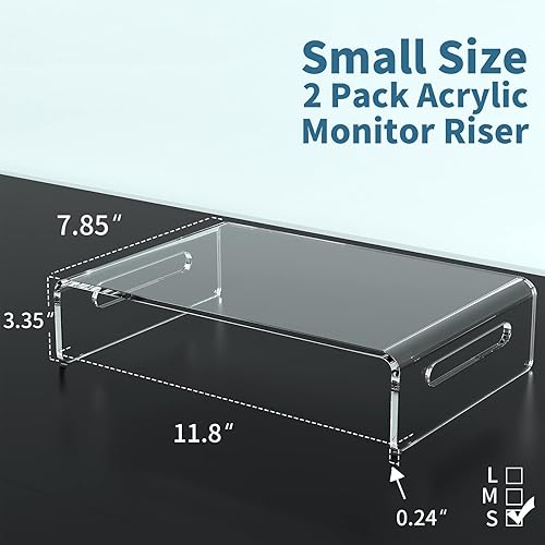 Miniatura 6 de Zimilar Paquete de 2 soportes para monitor, soporte acrílico para computadora, laptop, impresora, portátil, portátil, soporte transparente de alta