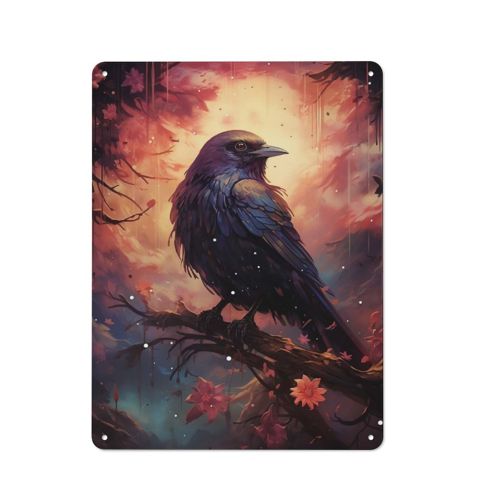 Creative Cosmic Raven Office Metal Sign 40x30cm, Office Wall Decor for Hobby Room, Office, Lounge Or Living Room