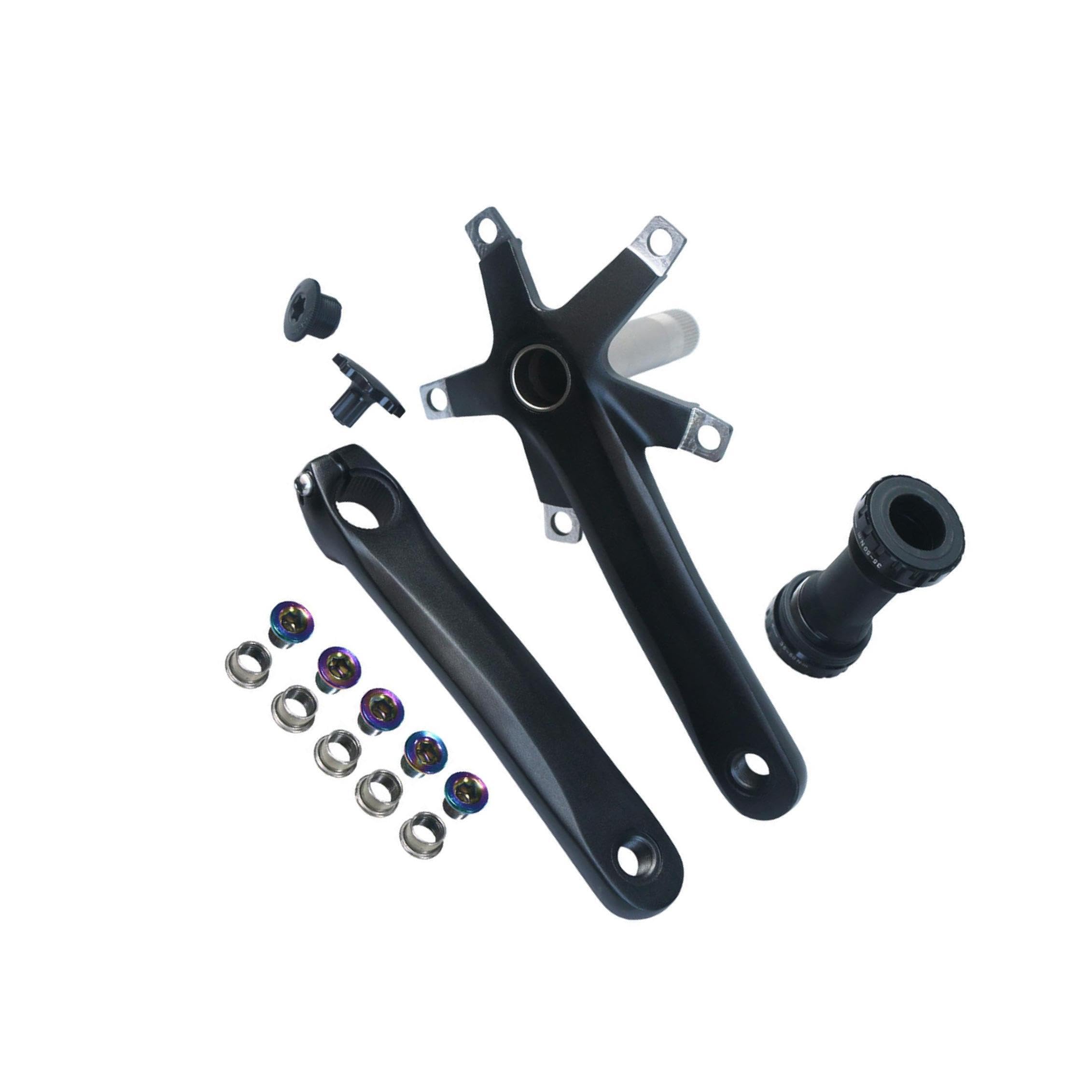 Set di pedivelle per mountain bike cave ad resistenza in lega di alluminio leggera per biciclette, set di pedivelle per mountain bike in lega di, Manovella e movimento centrale, 165