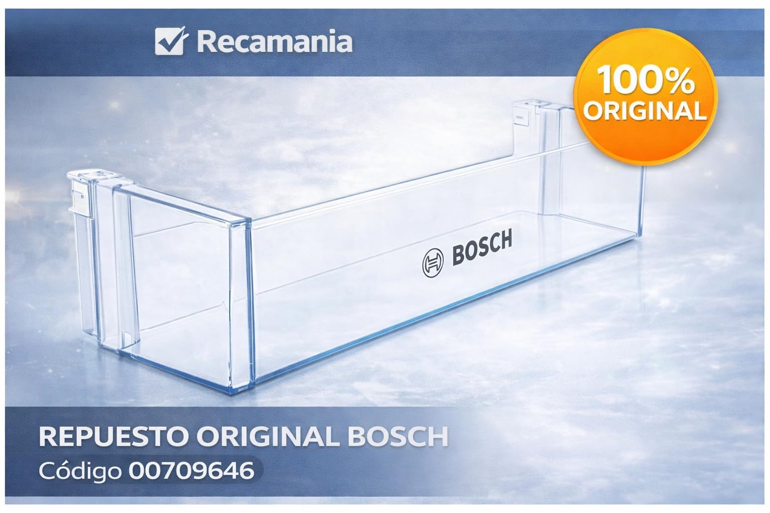 Recamania Flaschenhalter für Kühlschrank, kompatibel mit BOSCH, Originalcode 00744473, Maße 470 x 95 x 120 mm.