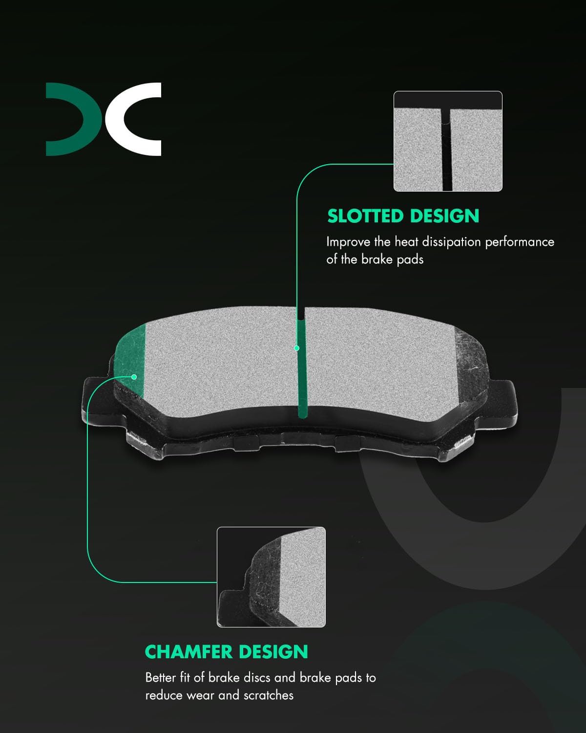 SCITOO D1374 Front Semi-Metallic Brake Pads Sets Fit For Nissan For Juke 2014-2017,For Maxima 2009-2023,For Sentra 2009-2012