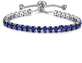 4mm Classic Tennis Bracelets for Women Teen Cubic Zirconia Link-Bracelets, 14k Gold Birthstone Charm Bracelets Bolo Bracelet with Adjustable Slider Fashion Jewelry Birthday Gifts