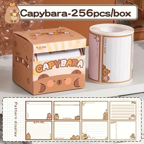 OANGO 256 PCS/Set DIY Memo Pad with Pull-Out Design & Tearable Sheets | Compact Notepad for Students - Capybara Stickers - Image 3