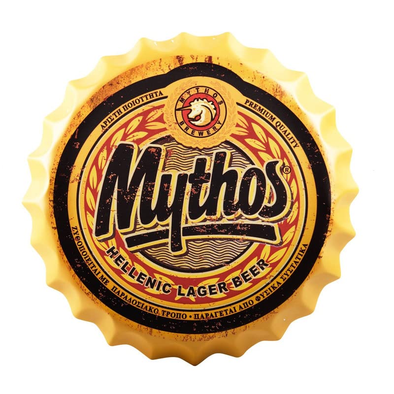 Image of EAZYWAGON Decorative Metal Bottle Caps Wall Sign Plates - 14X14 Inches - Beer Brand Sign M | Metal Wall Hanging Bottle Cap for Home, Farmhouse, Bar & Cafe Decoration | Vintage & Retro Look Plaques