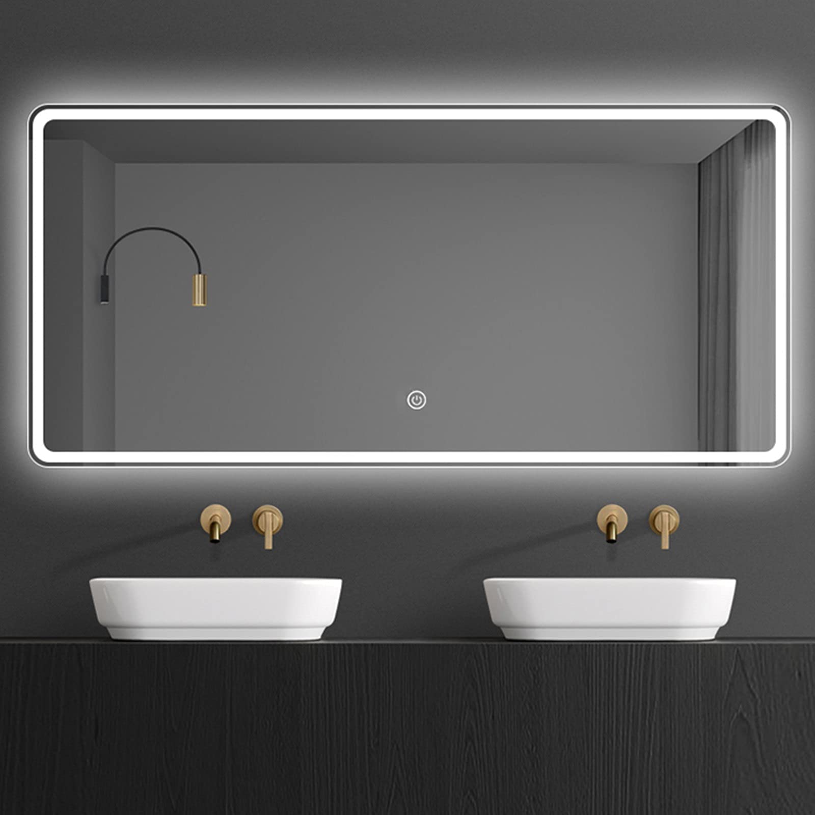 Rectangular Bathroom Mirror with Led Lights Bathroom Wall Decor Illuminated Bathroom Mirror Anti-Fog Frameless Mirror Large Light 3000K-6000K/Portrait Or Landscape (Size : 500mmX700mm(20inX28in))