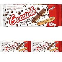 Pavesi Biscotti Frollini Gocciole Finger, Biscotti Snack, Pastafrolla con Base e Gocce di Cioccolato, Snack Gustoso, Confezione 120g (Confezione da 3)