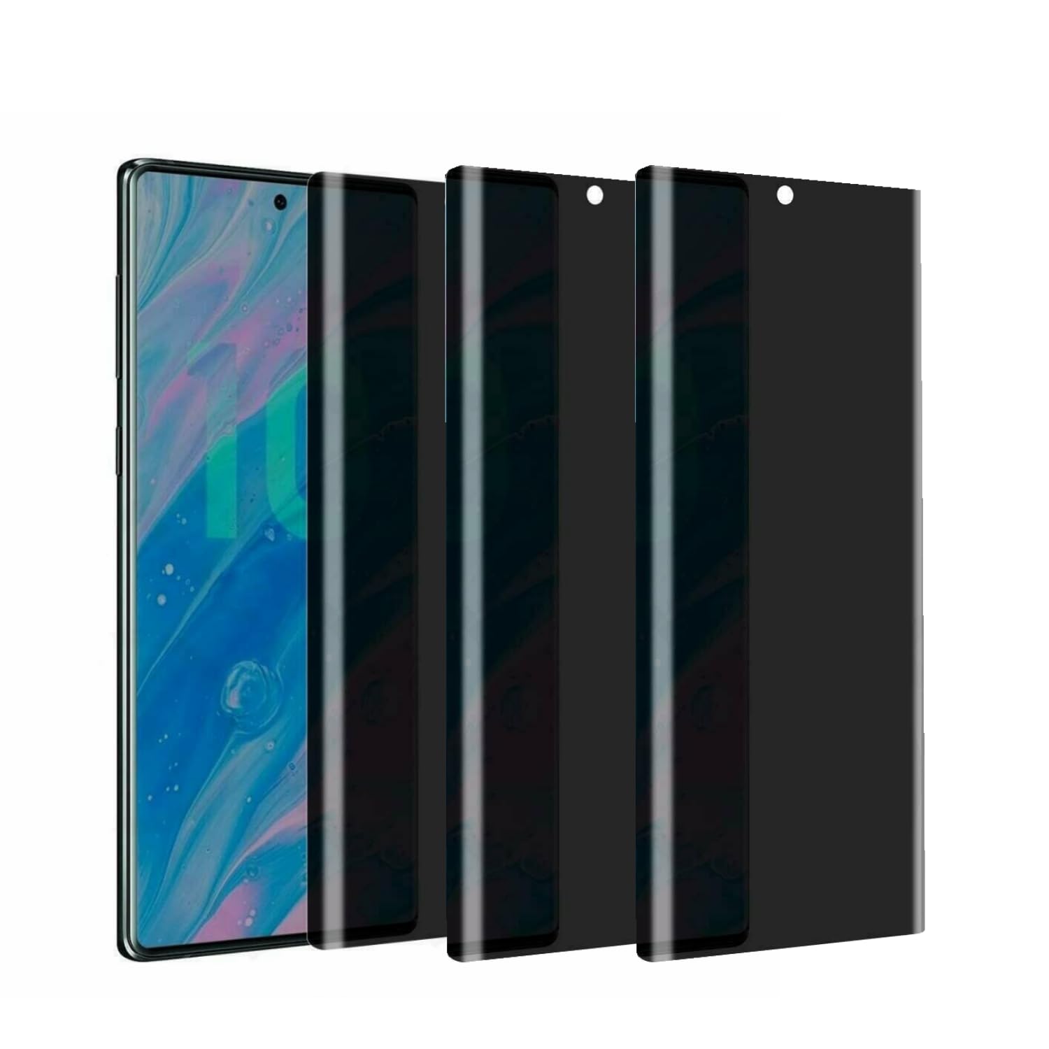 3 Pack Privacy Screen Protector for Samsung Galaxy Note 10 Plus, 9H Hardness [Anti-Scratch] Anti-Spy Tempered Glass Protective Film for Samsung Galaxy Note 10 Plus [No Support Fingerprint Unlock]