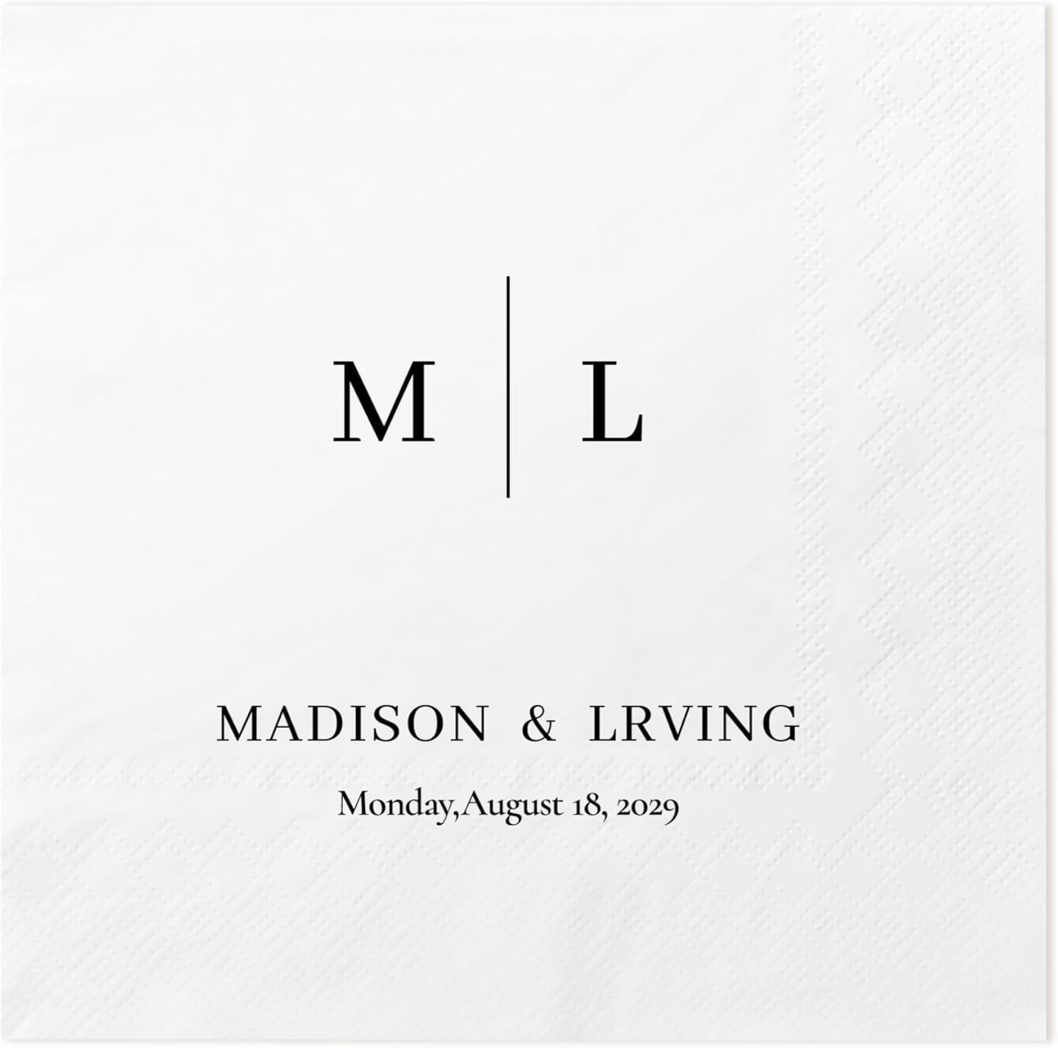 100 Pcs 3 Ply Custom Cocktail Napkins - Personalized Napkins for Weddings with Name Initials&Date - Luncheon Napkins for Wedding Decor Engagement Party Reception Bridal Showers Anniversary