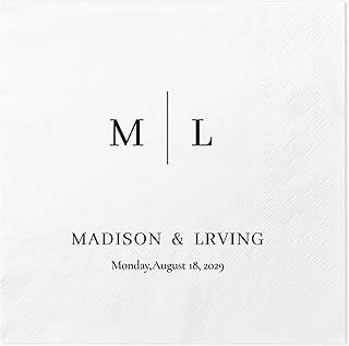 100 Pcs 3 Ply Custom Cocktail Napkins - Personalized Napkins for Wedding...