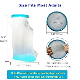 Tideshake - Non-Slip Waterproof Leg Cast Cover for Showering, Reusable Adult Short Leg Cast Protector, Cast Covers for Shower Leg, Cast Bag for Shower, Cast Cover for Showering Foot