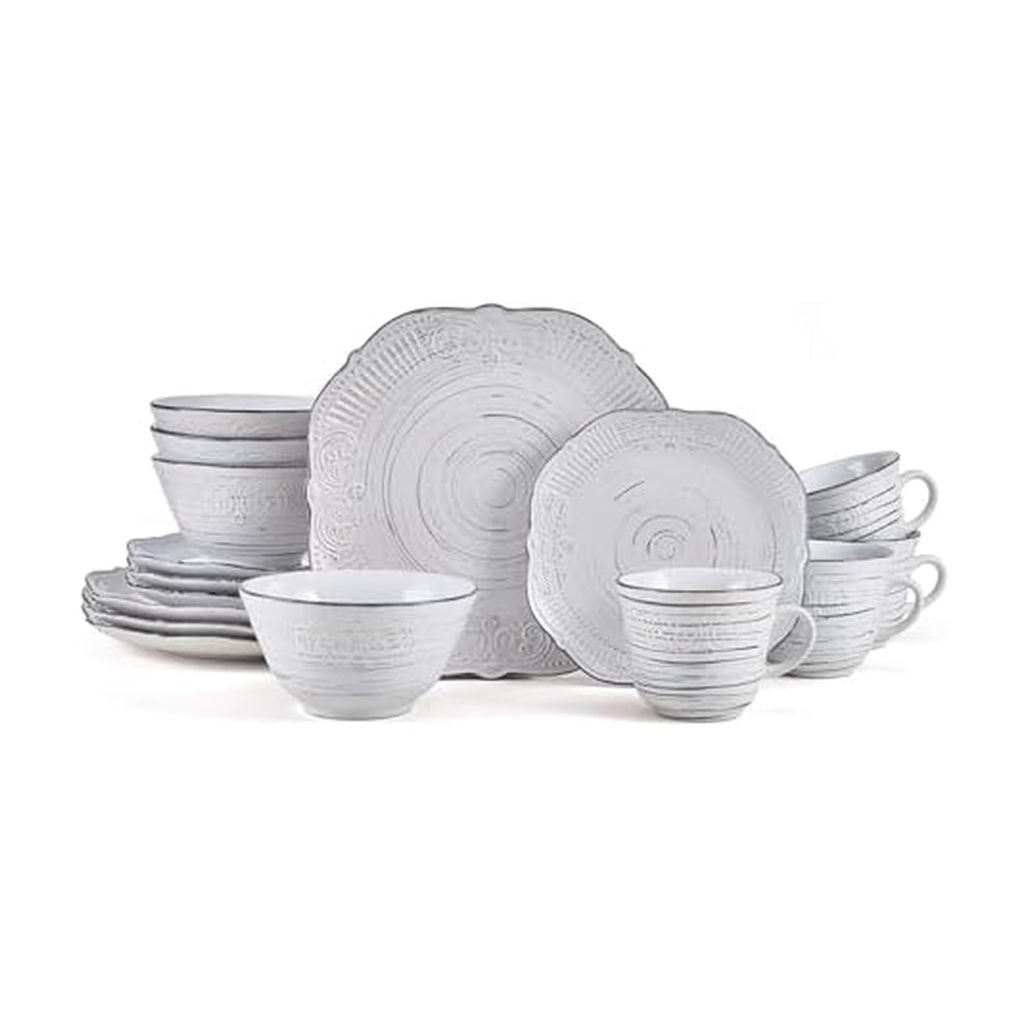Pfaltzgraff 5280759 Isabella 16 Piece Dinnerware Set, Stoneware, Gray