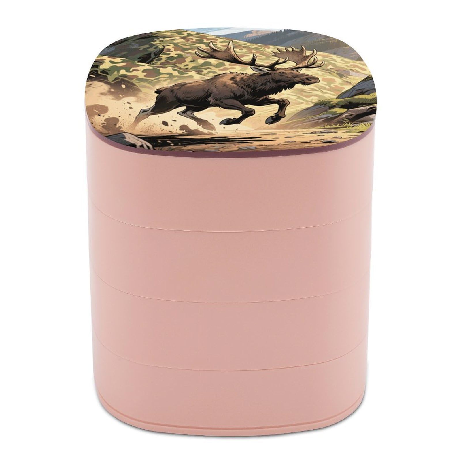VstaDank Hunting Camo Deer Jewelry Case Women Portable Travel Jewelry Box Rotating Jewelry Organizer with Mirror Multi-Layer Necklace Ring Earring Storage Box for Bracelets Rings