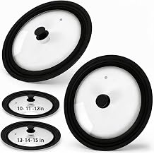 Blushtier 2 Set Universal Lid for Pots, Pans and Skillets, Fits 13", 14", 15" and 10", 11", 12" Diameter Cookware, Tempered Glass Lid with Heat-resistant Silicone Edge for Frying Pan, Dishwasher Safe