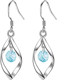 925 Sterling Silver Dangle Earrings for Women 2025 Trendy Diamond Encrusted Birthstone Anniversary Wedding Jewelry Gifts for her