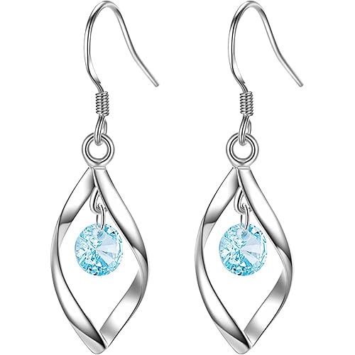 925 Sterling Silver Dangle Earrings for Women 2025 Trendy Diamond Encrusted Birthstone Anniversary Wedding Jewelry Gifts for her