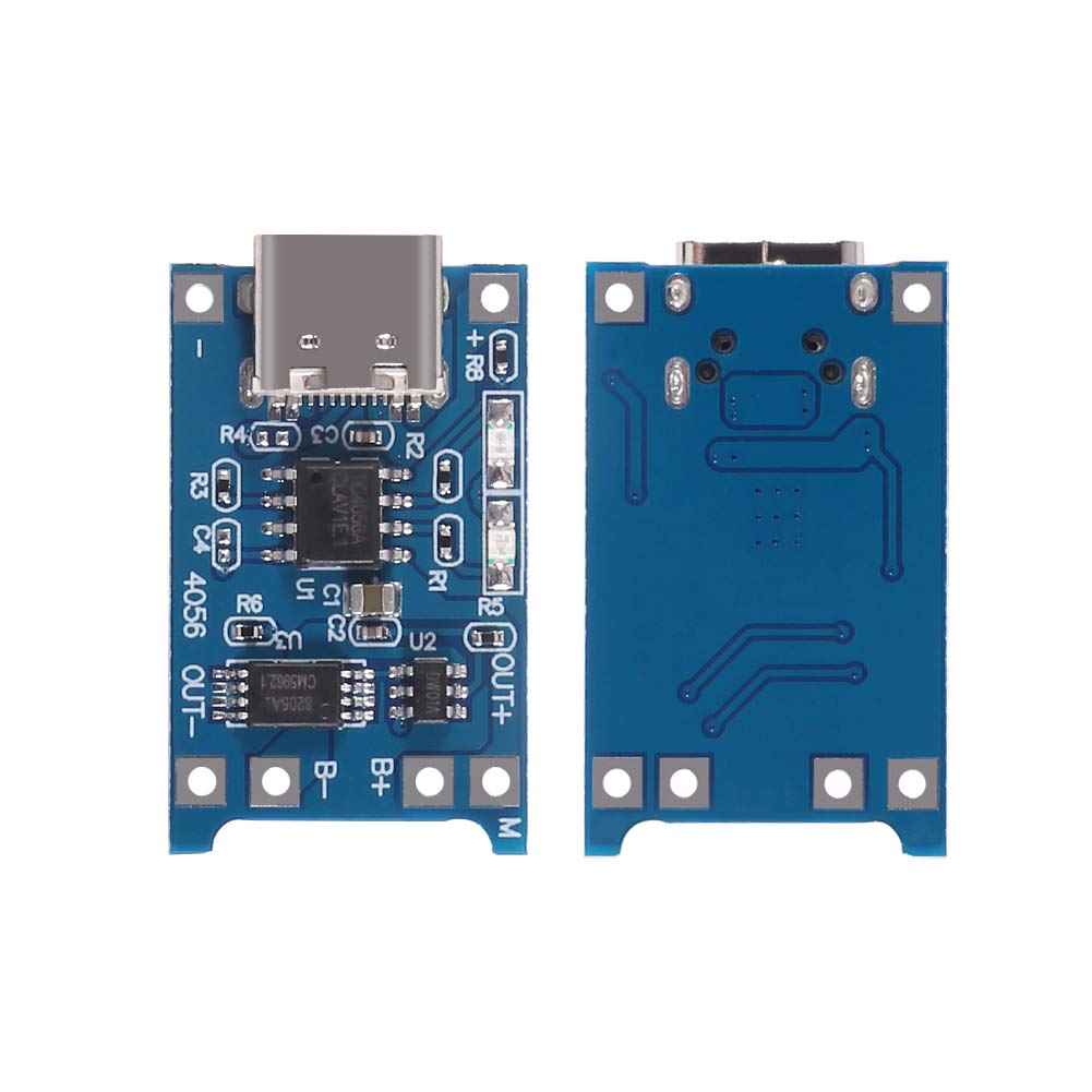 TP4056 Tipo-C USB 5V 1A 18650 Módulo cargador de batería de litio con función de doble protección + 10 soportes de batería 18650