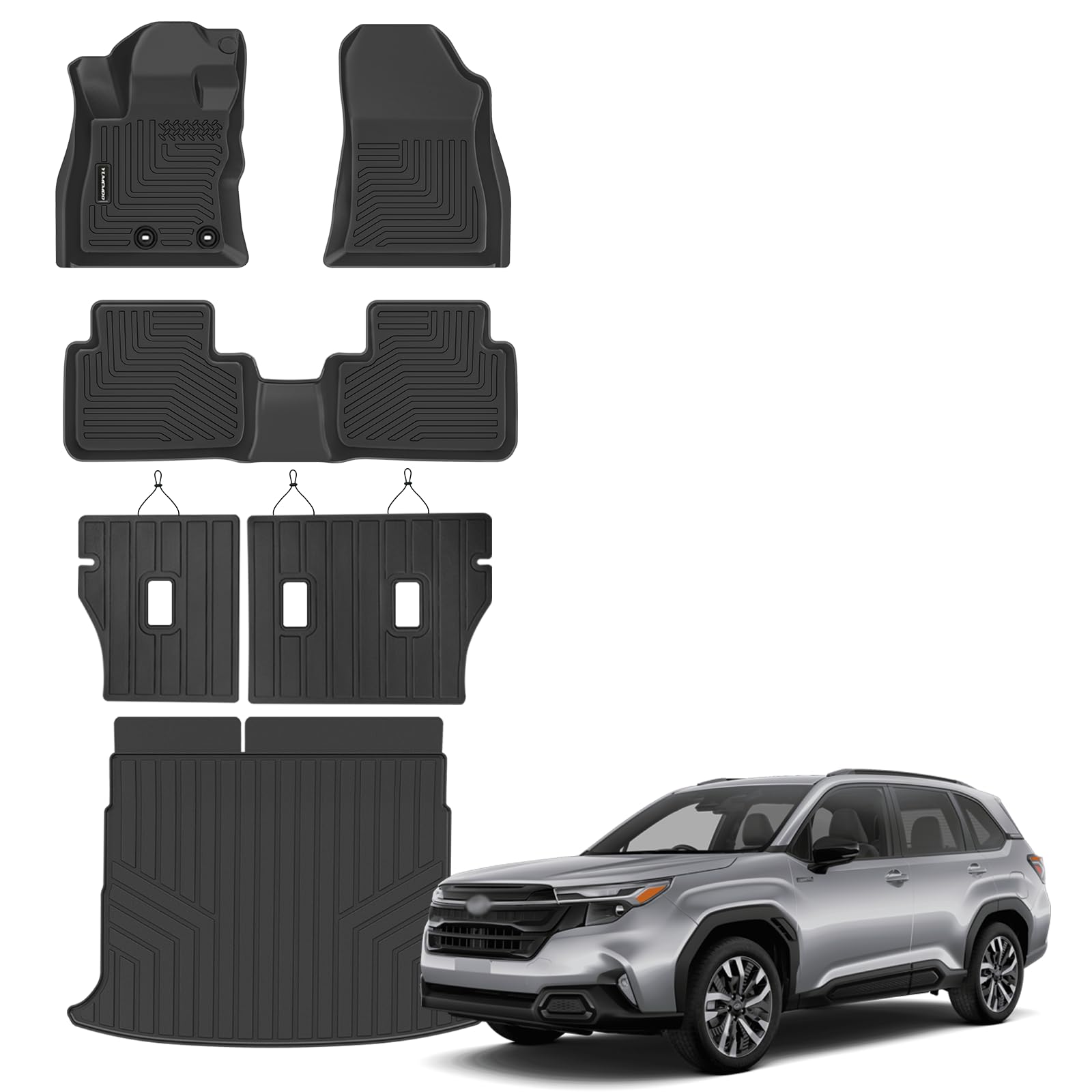 Floor Mats for 2025 Forester Hybrid Upgrade Trunk Mat with Backrest Mat All Weather TPE Floor Liners Fit